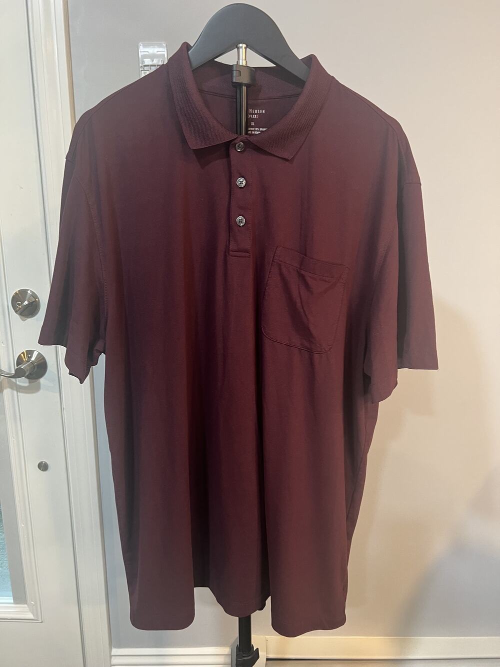 Van Heusen Men's XL Flex Maroon Short-Sleeve Polo Shirt EUC